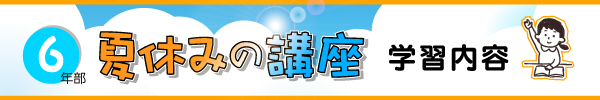 夏休みの講座６年「学習内容」